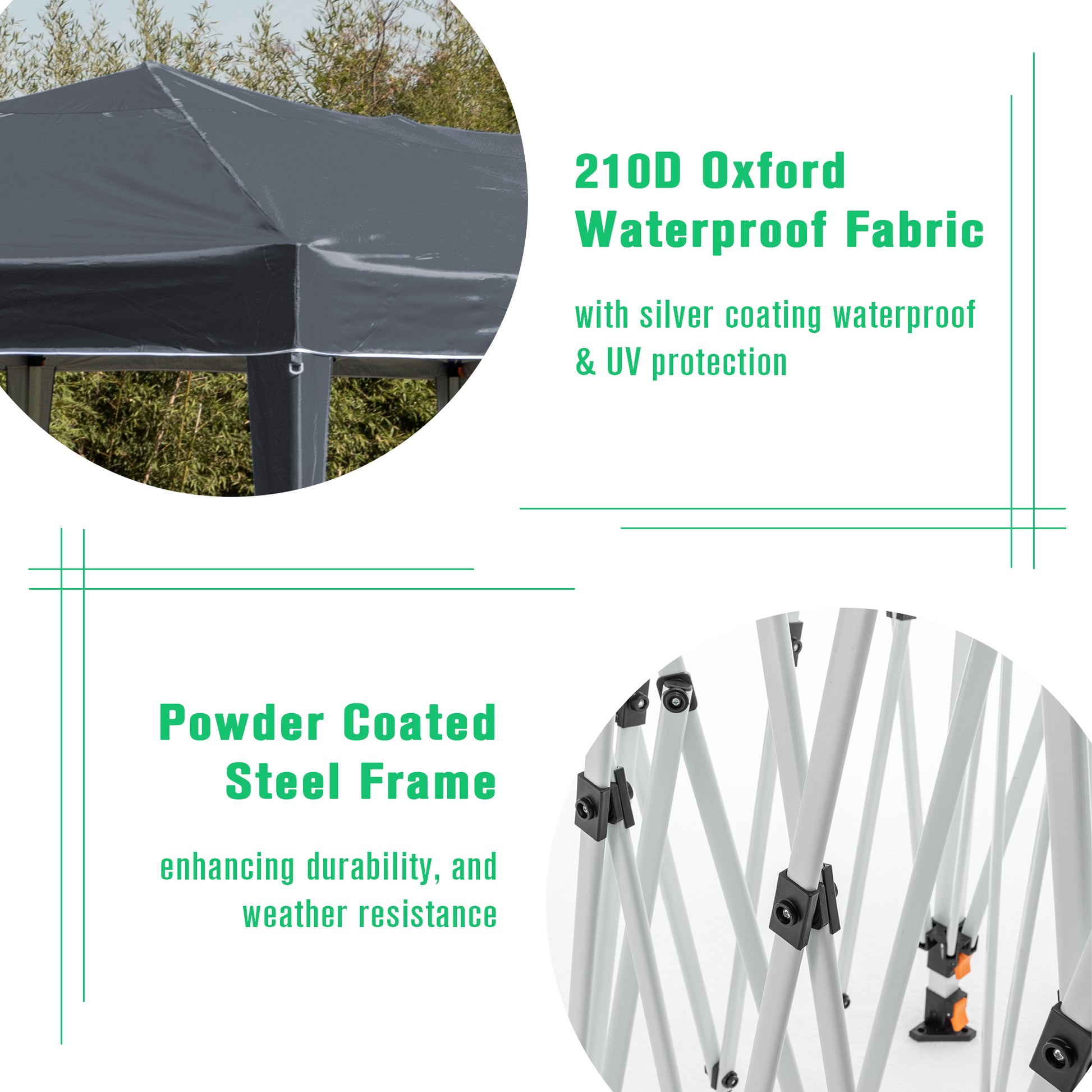 10'X20' Pop Up Canopy Tent With 6 Sidewalls, Ez Pop Up Outdoor Canopy For Parties, Waterproof Commercial Tent With 3 Adjustable Heights, Carry Bag, 6 Sand Bags, 6 Ropes And 12 Stakes, Gray Gray