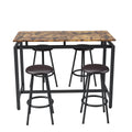 5 Piece Kitchen Counter Height Table Set, Bar Table With 4 Stools Brown Seats 4 Mdf