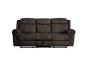 87 Inch 3 Seater Reclining Sofa, Velvet, Espresso Brown Brown Wood Metal