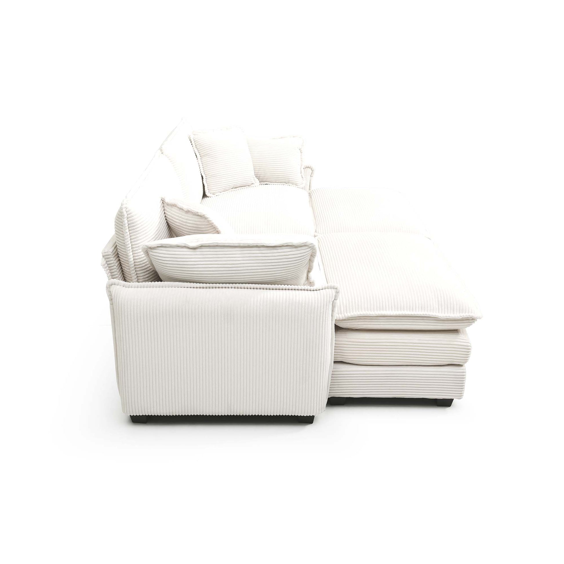 Two Seater Theater Sofa With 2 Footrest, 2 Seater Sofa With Ottoman For Small Living Spaces, Beige Corduroy Beige Corduroy 2 Seat
