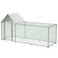 10X3Ft Metal Chicken Coop Run Backyard Hen House Poultry Habitat Cage W Cover Silver Metal