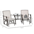 Outsunny Outdoor Glider Chairs With Coffee Table, Patio 2 Seat Rocking Chair Swing Loveseat Withsling For Backyard, Garden, And Porch, Beige Beige Fabric Metal
