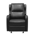 Black Faux Leather Upholstery Glider Reclining Chair 1Pc Living Room Furniture Comfort Seating Black Faux Leather Wood Primary Living Space Solid Wood