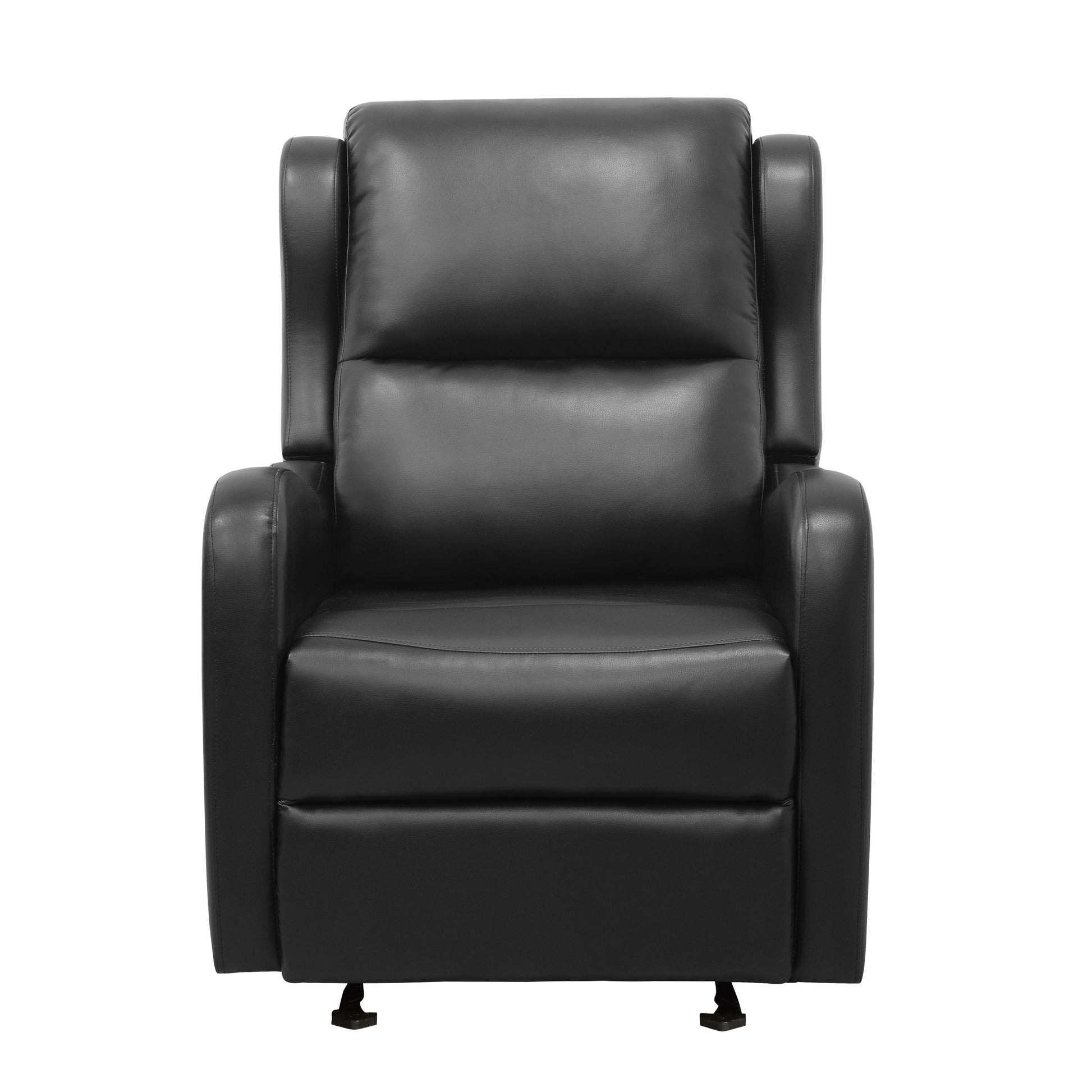 Black Faux Leather Upholstery Glider Reclining Chair 1Pc Living Room Furniture Comfort Seating Black Faux Leather Wood Primary Living Space Solid Wood