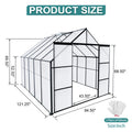 8X10Ft Double Door Polycarbonate Greenhouse Raised Base And Anchor Aluminum Heavy Duty Walk In Greenhouses For Outdoor Backyard In All Season,Black Black Aluminium