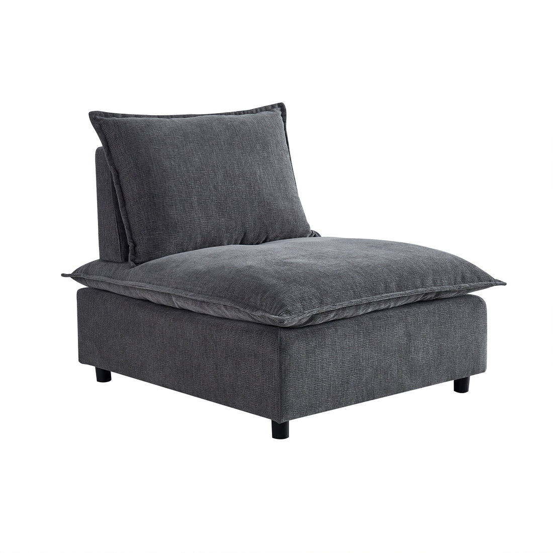 Modern Upholstered Chair Leisure Sofa Lounge Chair Removable Pillow Armless Accent Chair For Living Room, Bedroom, Corner Chair, Backrest Adjustable Fore And After Gray Wood Medium Soft Foam Chenille 1 Seat