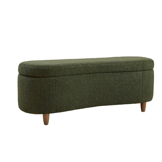 Boucle Flip Top Storage Bench Green See Below Green Wood