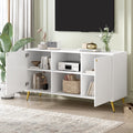 Modern Tv Stand For Tvs Up To 55 Inches, Entertainment Center Media Console,Adjustable Shelf, Metal Legs, Handles And Anti Tip Device For Living Room White 50 59 Inches Mdf