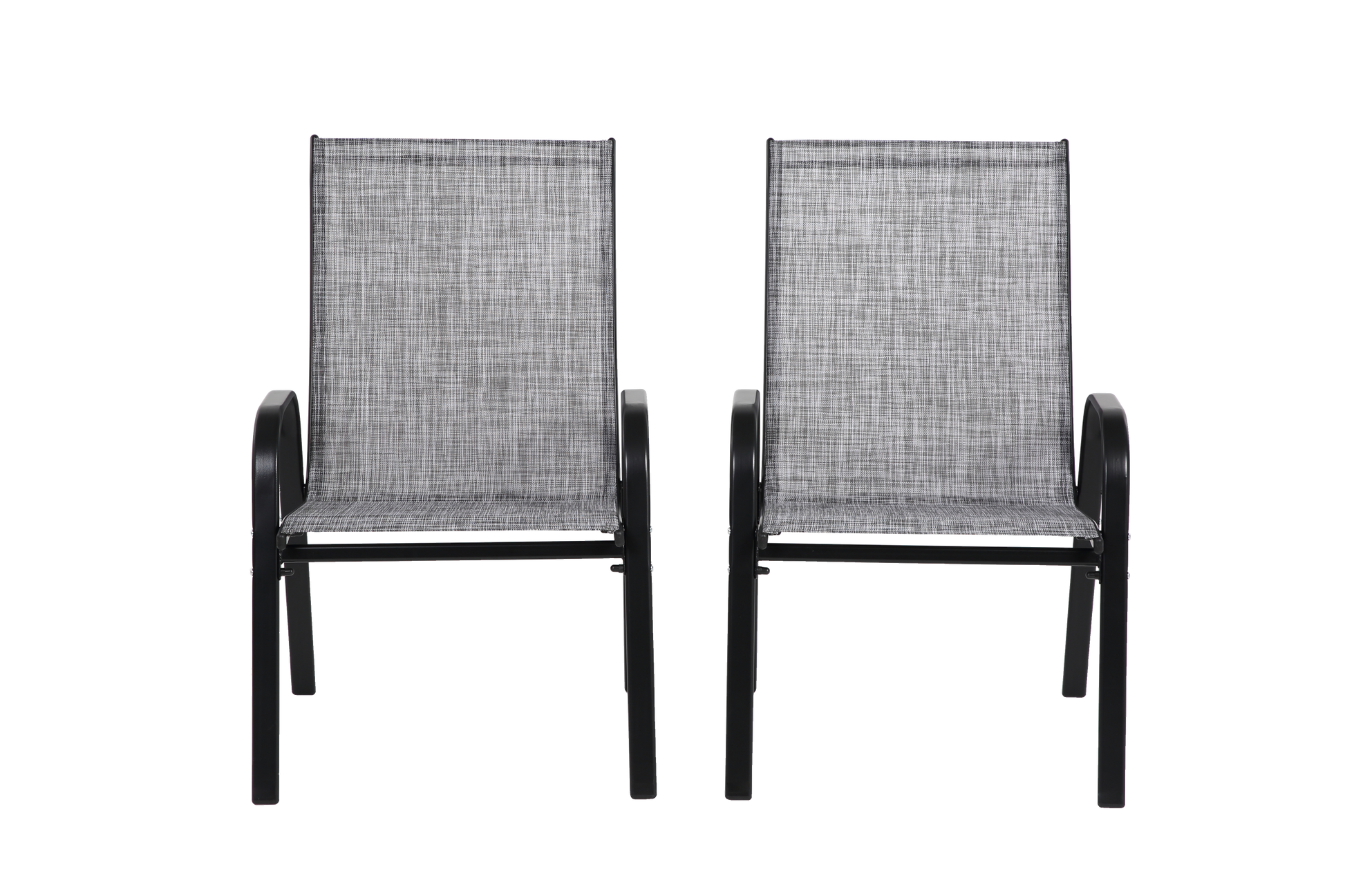 2 Piece Patio Chairs, Outdoor Camping Chairs Withtextilene Fabric, Set Of 2 Garden Chairs With Armrest High Backrest For Garden Patio Pool Beach Yard Space Saving Grey Grey Steel