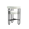 Coolmore Bar Stools Set Of 2, Modern Bar Stool With Back, Black Metal Frames, Upholstered Bar Stools For Kitchen Island, Pub, Club Beige Chenille Beige Foam Chenille