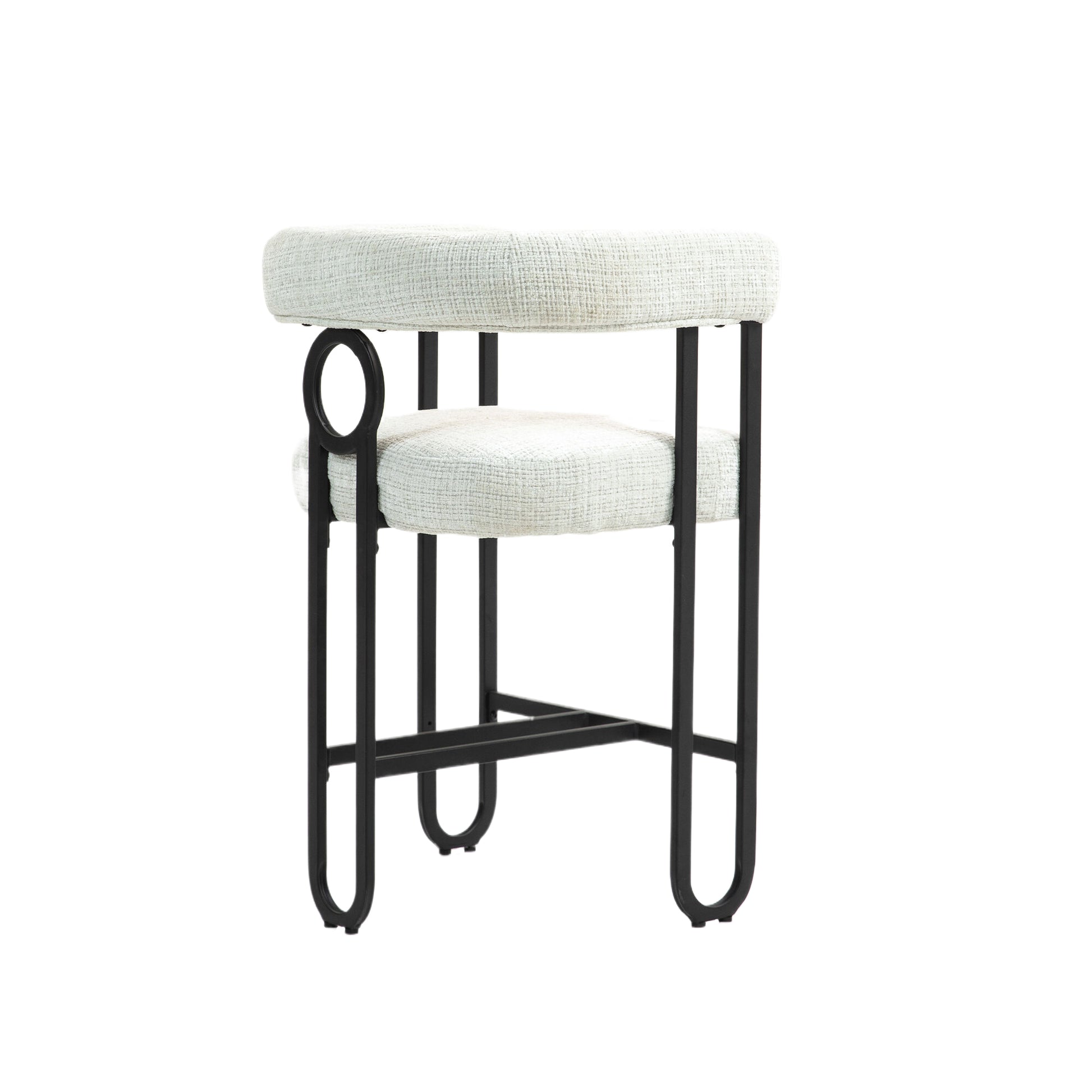 Coolmore Bar Stools Set Of 2, Modern Bar Stool With Back, Black Metal Frames, Upholstered Bar Stools For Kitchen Island, Pub, Club Beige Chenille Beige Foam Chenille