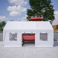 13X20 Heavy Duty Steel Carport Storage Canopy Garage Tent W Removable Sidewalls White Metal