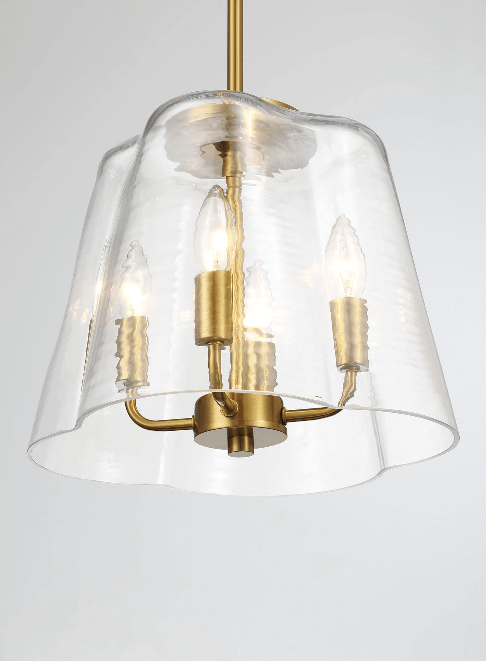 Soiree Four Candle Lights Pendant With Clear Glass Satin Brass Clear,Gold Ceiling Lights Brass,Glass