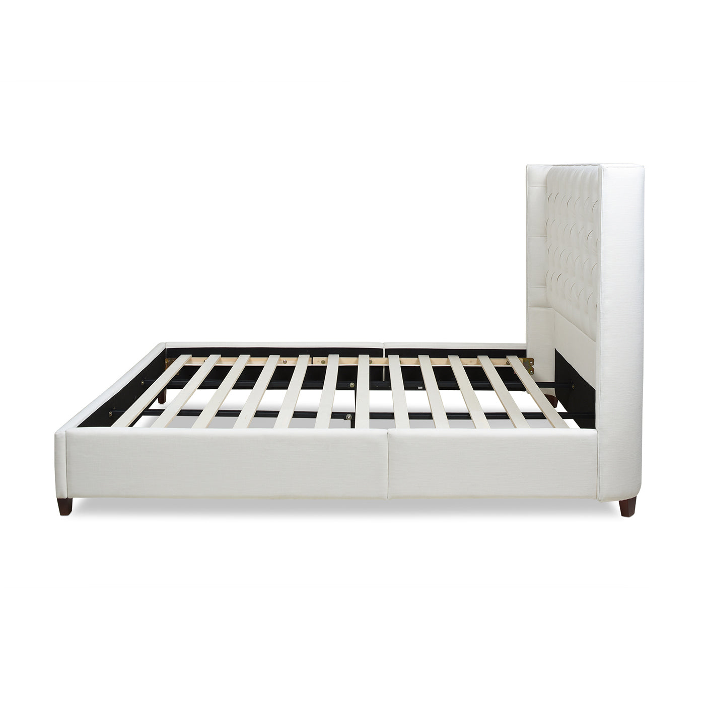 Manhattan Shelter King Platform Bed Frame, Antique White Polyester Box Spring Not Required King Antique White Wood Foam Polyester Polyester