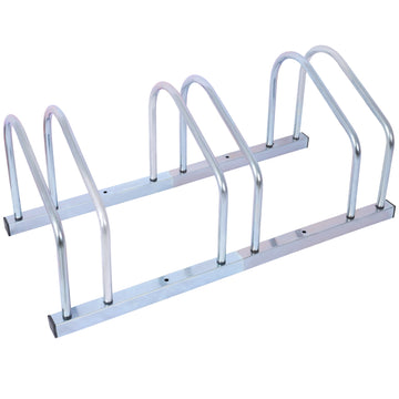 3 Bikes Floor Bike Stand, Bike Parking Rack Garage Bike Storage Stand Indoor Outdoor 22 28" Wheel Stand, Max. Tire Width 2.15",Galvanization Silver Steel