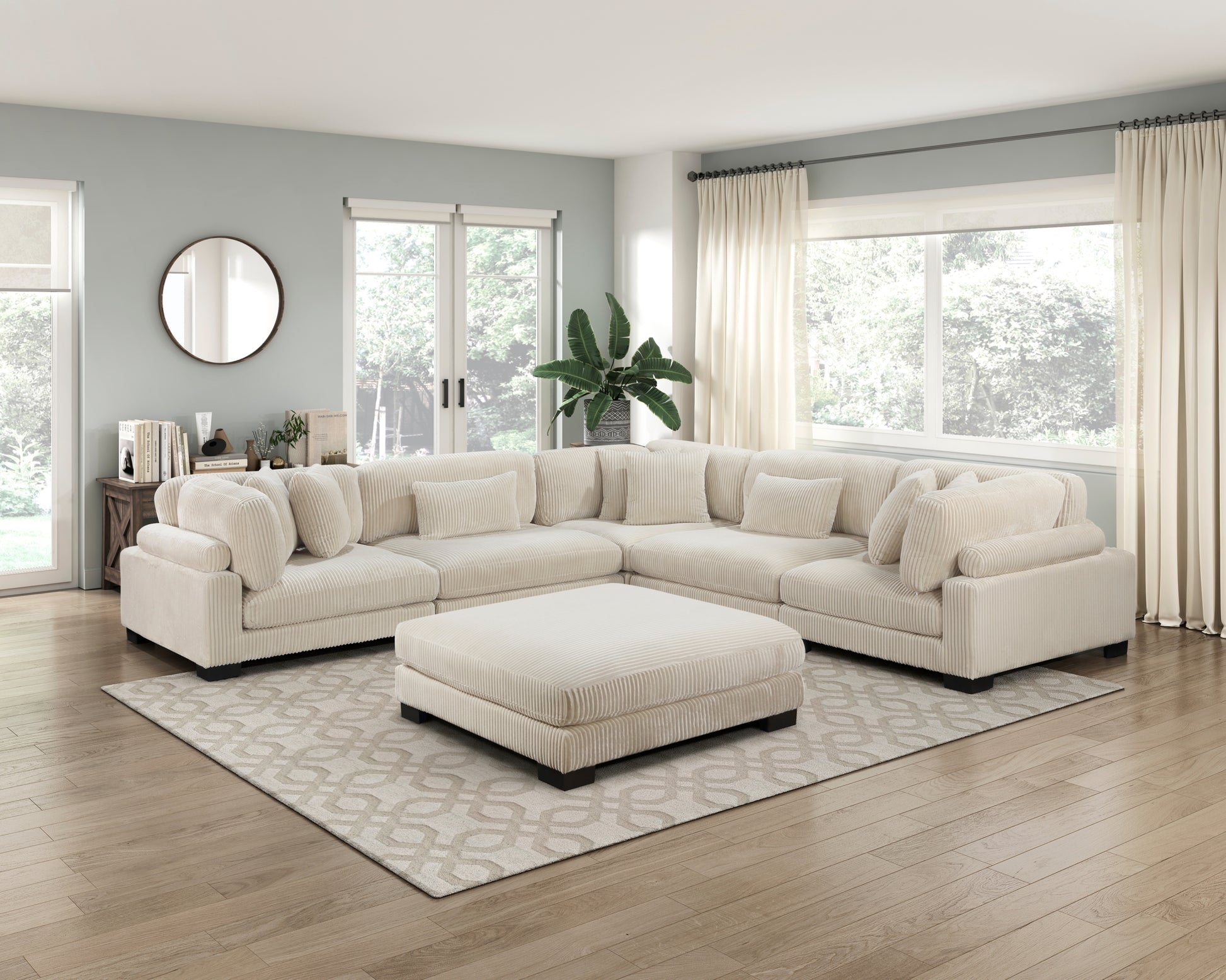 1Pc Modern Living Room Furniture Modular Corner Seat Plush Beige Corduroy Fabric Upholstery Plywood Frame, Matching Pillows Beige Wood Primary Living Space Modern Plywood 1 Seat