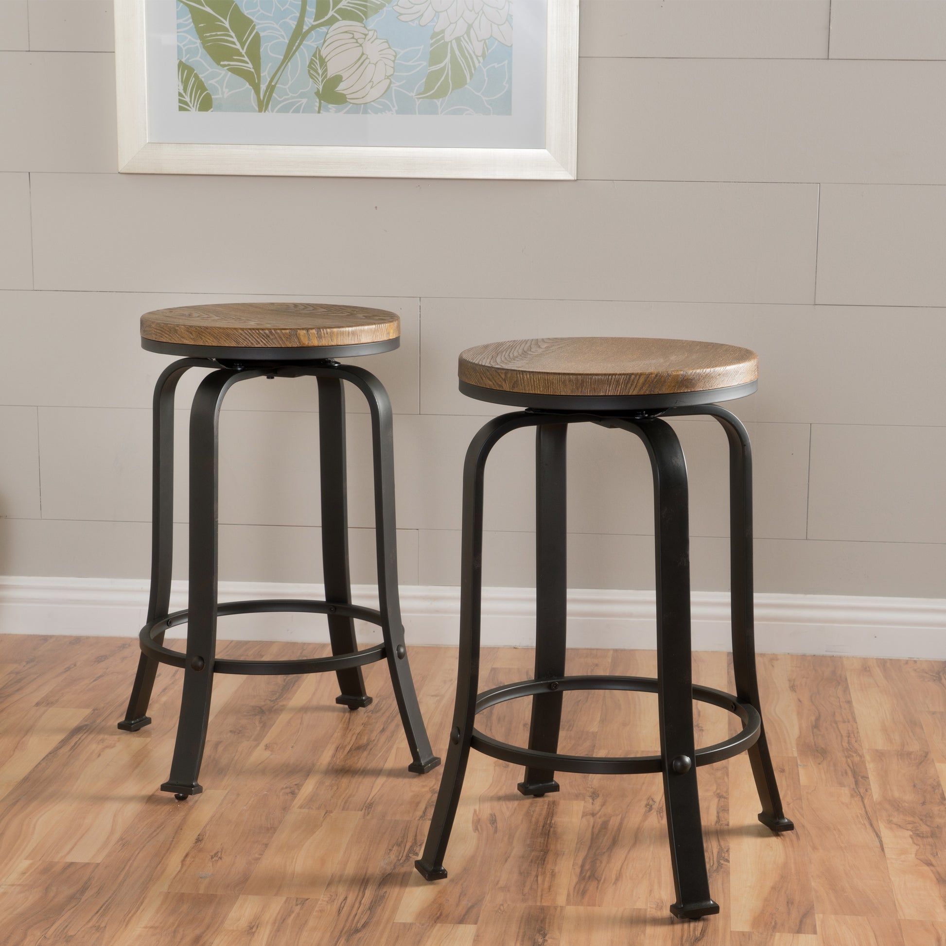 Counter Stool Natural Black Mdf