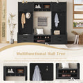 4 In 1 Detachable Hall Tree With Storage And 7 Hooks, Multiple Functions Hallway Coat Rack With Storage Drawers And Cabinet, Black Shoe Bench For Entryway Hallway Black Particle Board Mdf