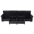 U Shaped Sectional Couch Convertible Sectional Couch With Double Chaise 6 Seat Sectional Sofa For Living Room Dark Gray Dining Room Fabric 6 Seat