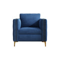 Accent Chair For Living Room Upholstered Arm Chair With Metal Legs Navy Blue Velvet Navy Blue Foam Fabric