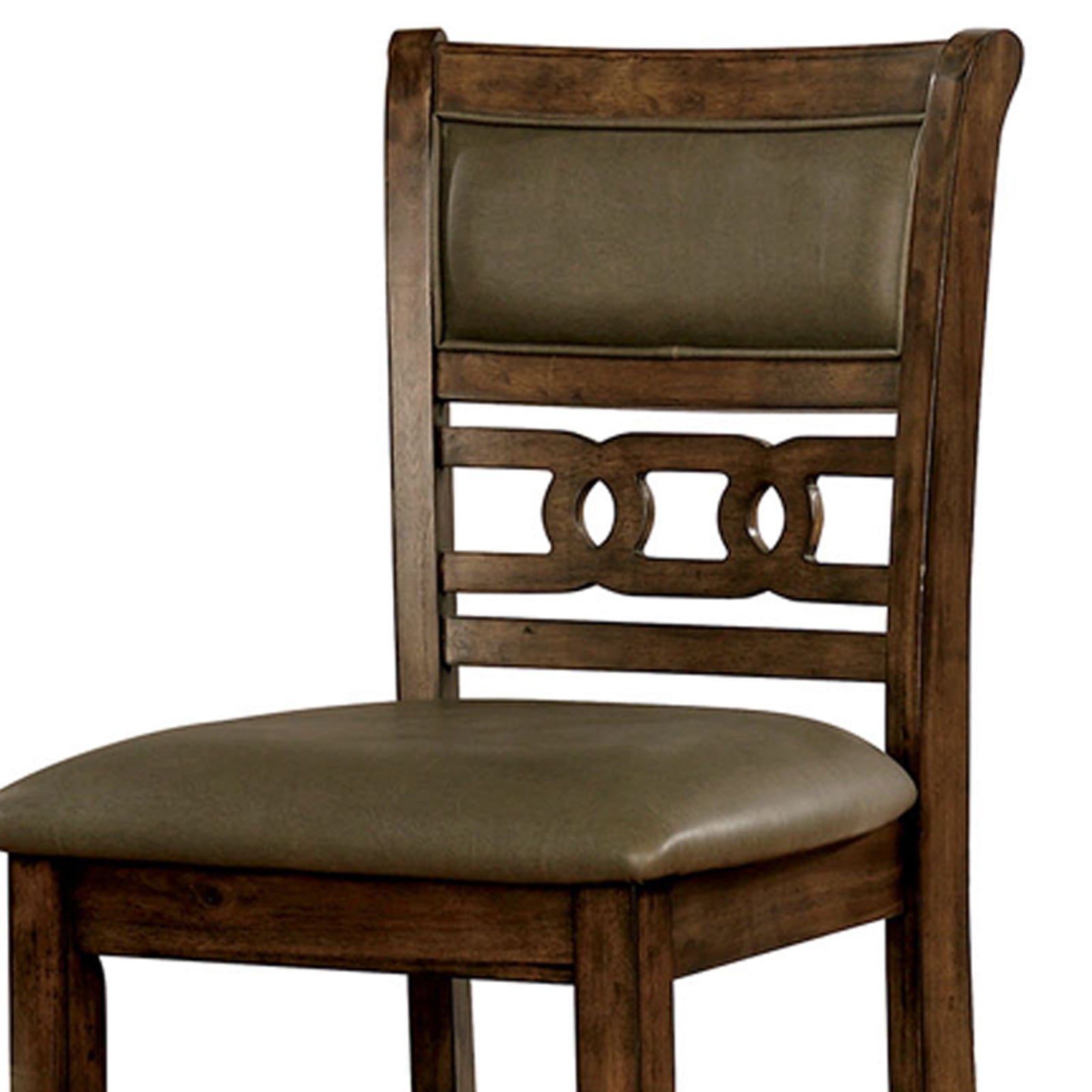 Upholstered Solid Wood Counter Height Side Chair, Brown, Pack Of Two Brown Solid Wood