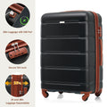 Luggage Sets 4 Piece, 20 Inch With Usb Port, Expandable Abs Durable Suitcase With Travel Bag, Cup Holder, Abs Hard Shell Luggage With Spinner Wheels, Black And Brown Black Brown Abs