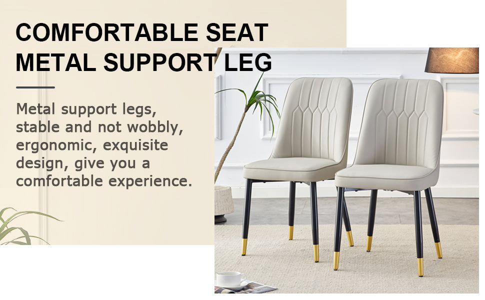 Table And Chair Set.Modern Rectangular Dining Table With Black Textured Stickers Glass Tabletop And Gold Plated Metal Legs.Paried With 6 Comfortable Chairs With Pu Seats And Black Metal Legs. Black Gold,Light Gray Seats 6 Glass Metal