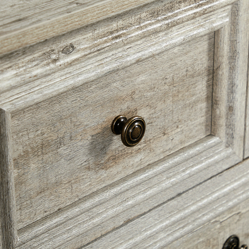 Farmhouse 7 Drawers Dresser For Bedroom, Rustic Chest Of Drawers With Natural Texture, Vintage Design, Storage Dressers Organizer For Bedroom, Living Room, Hallway, Antique White Ancient Oak Gray