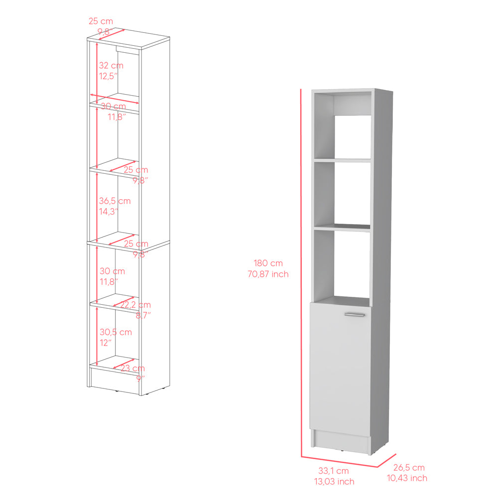 Linen Cabinet Marion, Bathroom, White White Particle Board Engineered Wood