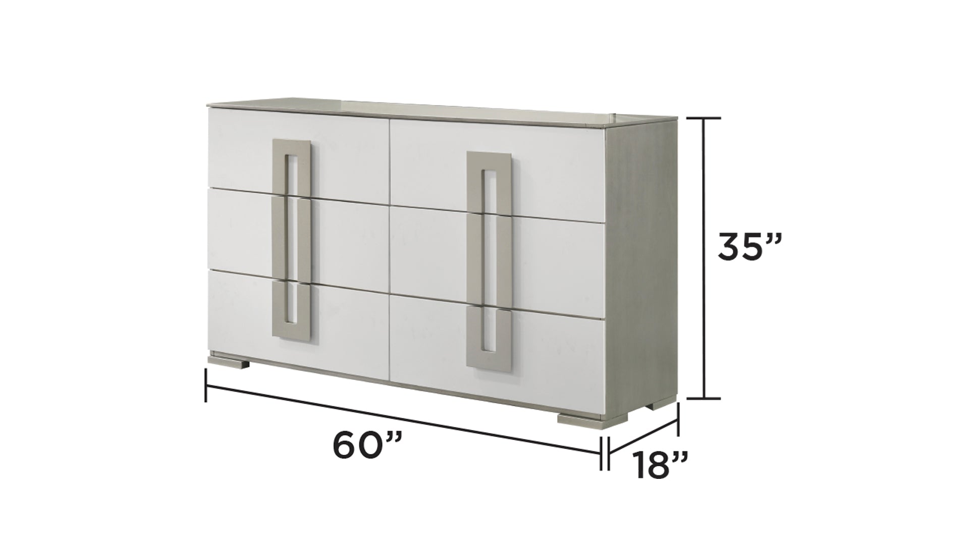 Olivia Contemporary Style 6 Drawer Dresser Made With Wood In White White Bedroom Contemporary Solid Wood Mdf Wood