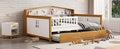 Full Size House Shape Daybed With Trundle And Bookcase Headboard Wooden Bed For Girls Boys Teens, No Box Spring Needed, Walnut And White Box Spring Not Required Full White Walnut Wood Bedroom Cute Pine Bed Frame Wood