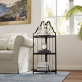 3 Tier Corner Open Shelf,Bookcase Freestanding Shelving Unit,Plant Stand Small Bookshelf For Living Room, Home Office, Kitchen, Small Space Black Corner Office American Design,Rustic Iron