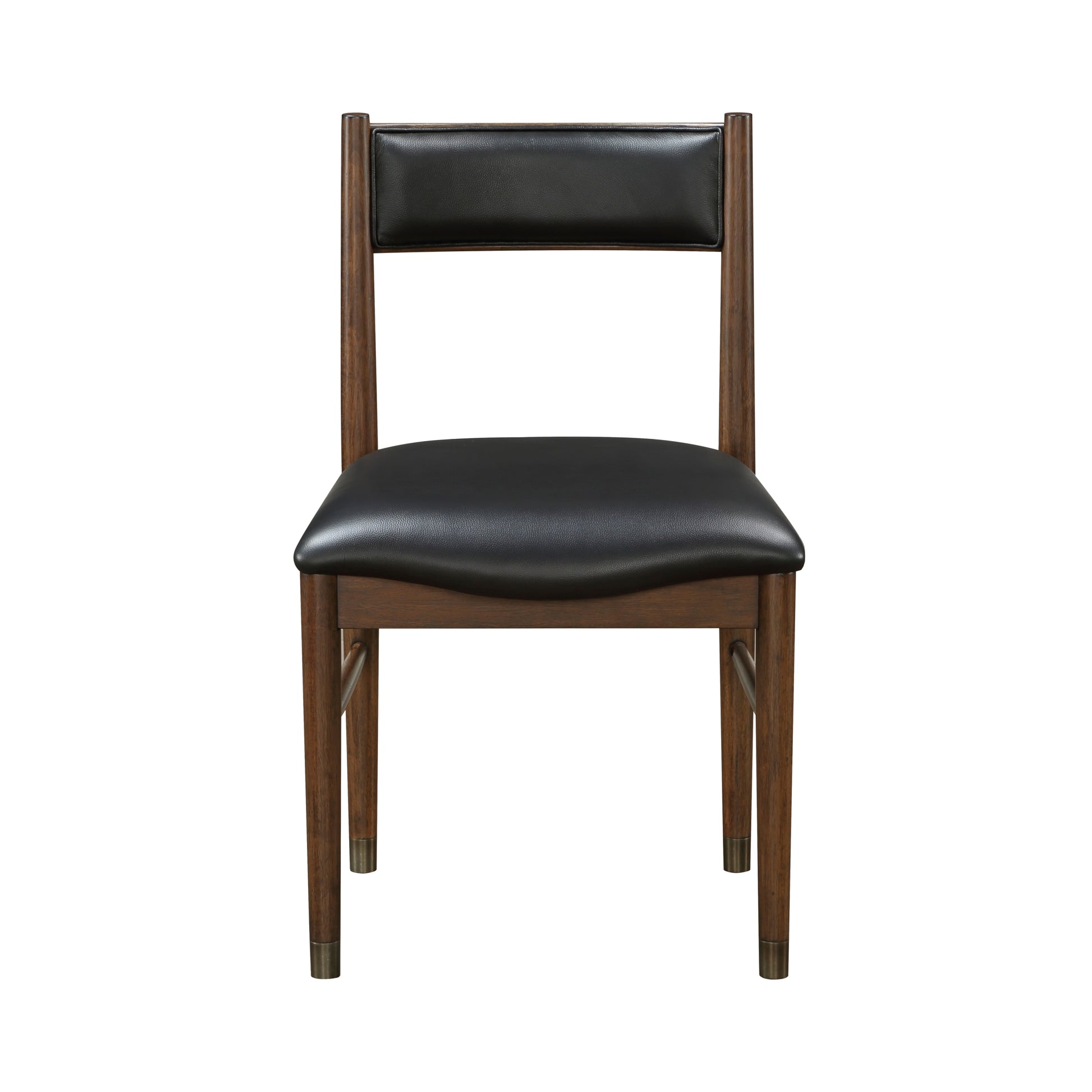 Black Leather Upholstered Side Chairs Set Of 2, Modern Contemporary Cherry Finish Wooden Furniture Dining Chairs Cherry Dining Room Contemporary,Modern,Transitional Wood