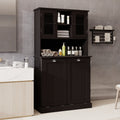 Two Compartment Tilt Out Dirty Laundry Basket Tall Bathroom Cabinet With 2 Adjustable Shelves Black Black Mdf