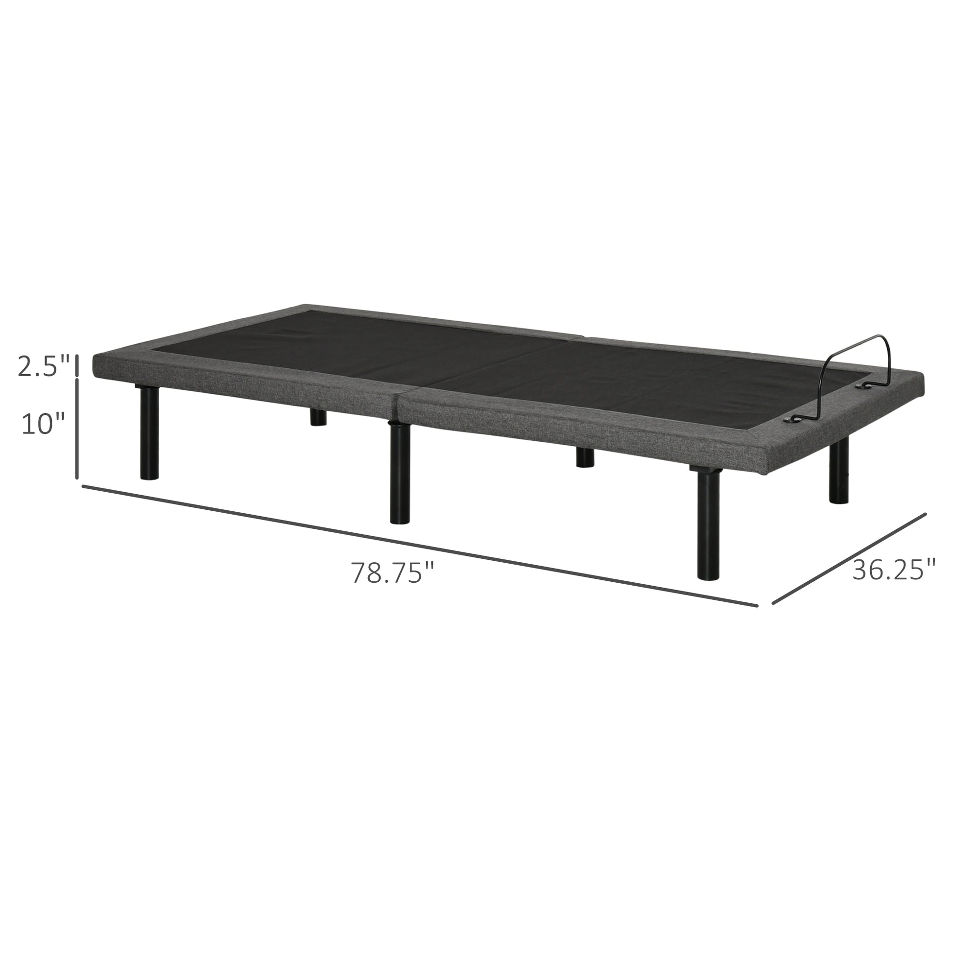 Homcom Twin Xl Adjustable Bed Frame, Ergonomic Zero Gravity Power Bed Base With Head And Foot Incline, Memory, And Wireless Remote, Gray Black Grey Steel