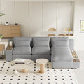 L Shaped Modular Sectional Sofa With Removable Back Cushions,3 Pillows And 2 Storage Spaces,Suitable For Living Rooms,Offices And Apartments Gray Polyester 3 Seat