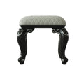 Grey And Charcoal Stool With Scrolled Legs Gray Charcoal Bedroom Rectangular White Wood Fabric