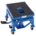 Durhand 300 Lbs Hydraulic Motorcycle Scissor Jack Lift Foot Step Wheels For Small Dirt Bikes Blue Steel