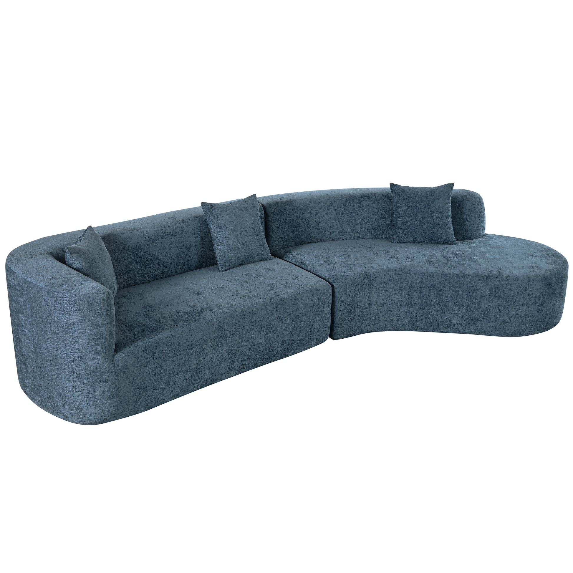 Modern Large 2 Piece Sectional Sofa With 3 Pillows,For Living Room, Bedroom Blue Polyester 2 Seat