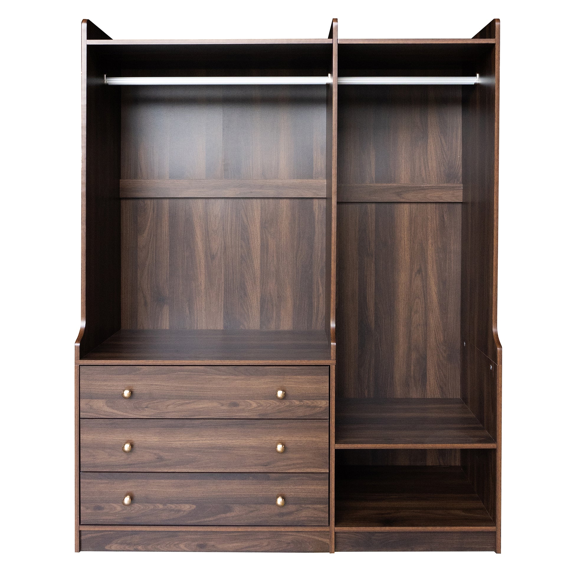 Open Wooden Wardrobe Storage For Bedroom, Brown Brown Particle Board