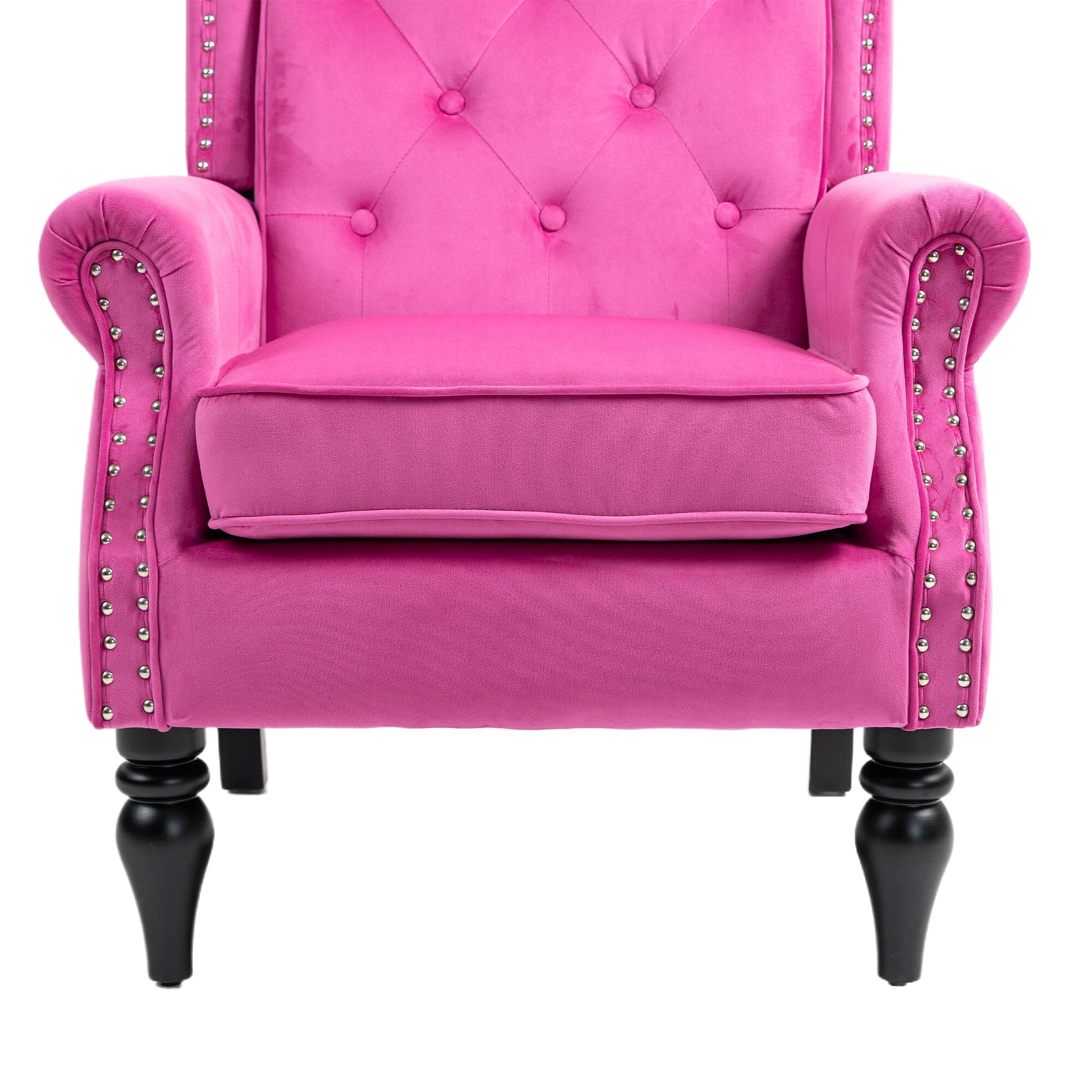 Coolmore Wood Frame Armchair, Modern Accent Chair Lounge Chair With Sturdy Wood Legs For Living Room Bedroom Red Red Foam Velvet