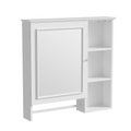 Wall Mounted Bathroom Storage Cabinet, Medicine Cabinets With Large Mirror Door, Adjustable Shelves And Three Open Storage Levels Not Include Bathroom Vanity White 1 5 Mirror Included Bathroom Wall Mounted Mdf Glass Painted