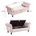 Velvet Multifunctional Storage Rectangular Ottoman Bench With 1 Pillow, Pink Baby Pink Polyester Wood Solid Beige Pine Flip Top Polyester With Storage Velvet