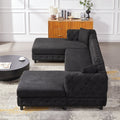 126 Inch Modern Style Chenille Three Piece Sofa, Pull Point Design U Shaped Sofa Two Chaise Longue Seats, Two Pillows And Plastic Feet, Suitable For Living Room, Bedroom, Lounge And Projection Room