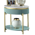 Glam Contemporary Light Teal 1Pc End Table White Faux Marble Top Living Room Table Open Bottom Shelve Teal Primary Living Space Contemporary,Glam,Modern,Shabby Chic Metal