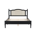 3 Pieces Bedroom Set With Queen Size Wooden Bed Frame, 1 Vintage Nightstand And 1 Makeup Vanity Set With Stool,Black Expected Arrival Time: 08.23 Queen Black 3 Piece Set Wood