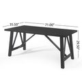 Dining Table Matte Black Solid Wood Mdf