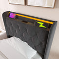 Twin Size Upholstered Bed, 360 Surround Led Function, Buttons Apps Remote Control, Hydraulic Storage Bed With Usb Type C Charging, Gray,Linen Without Mattress Twin Gray Linen