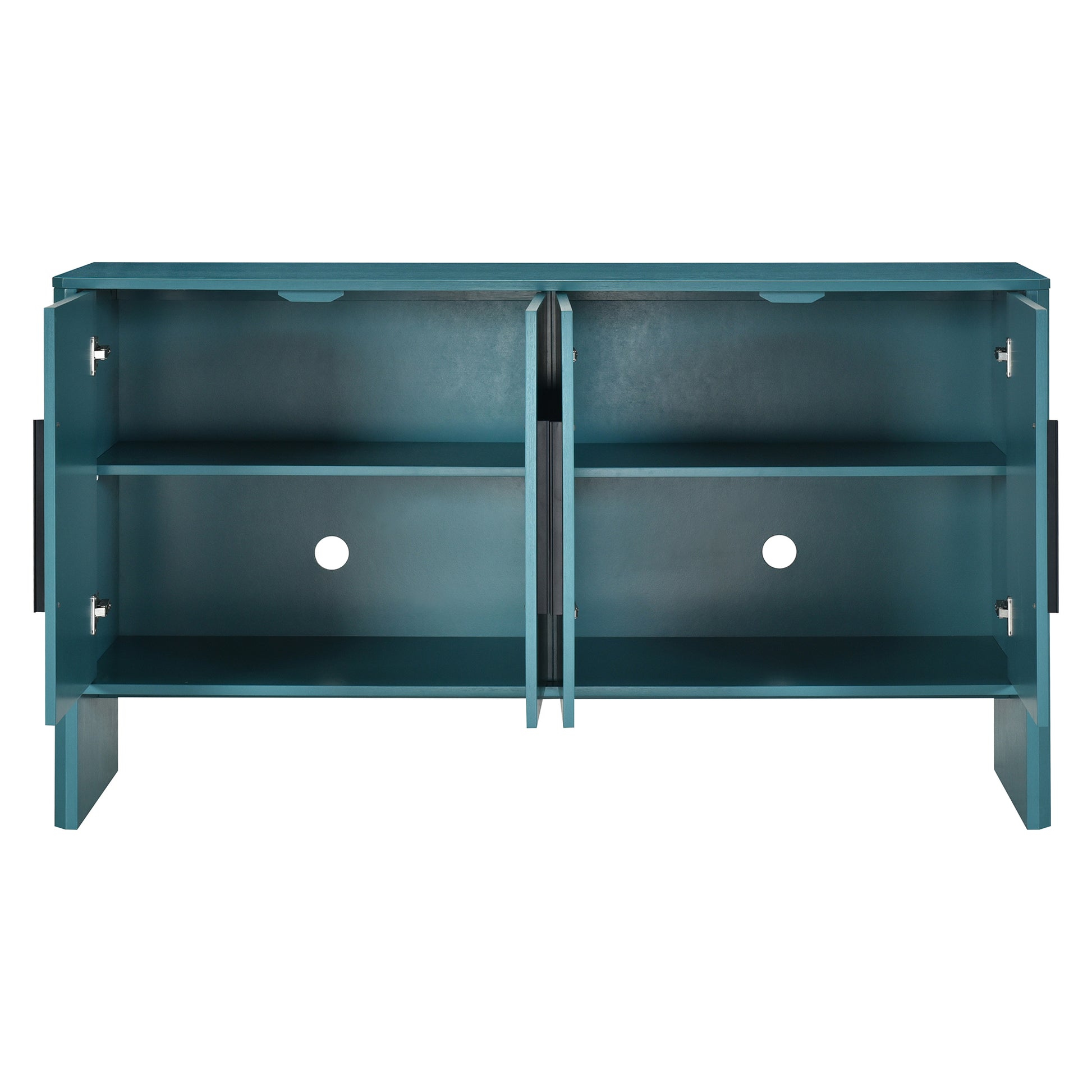 4 Door Large Storage Retro Sideboard With Adjustable Shelves And Long Handles For Kitchen, Dining Room And Living Room Antique Blue Antique Blue Mdf