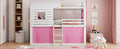 Twin Size Bunk Wood House Bed With Tent, Pink White Twin Pink White Solid Wood Mdf